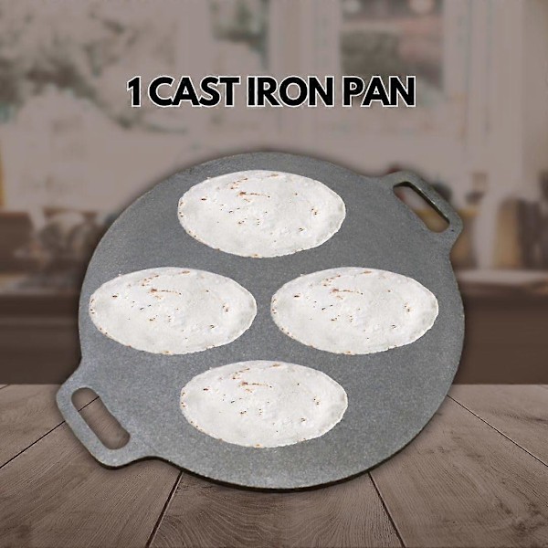 12\" Gjutjärnsstekpanna - Nonstick Comal-panna för Dosa/Tortillas/Tunnbröd