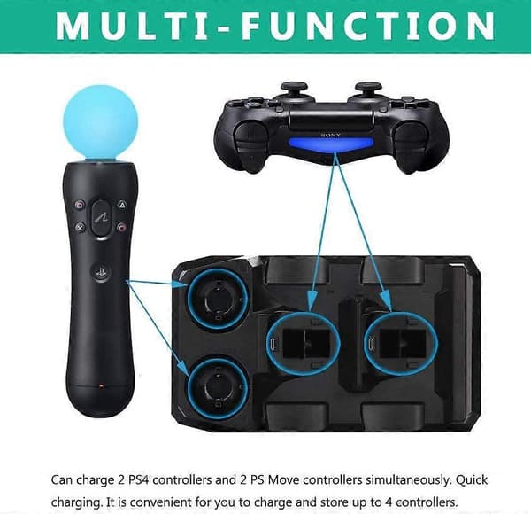 PS4 MOVE fire-lading PS4-kontrollerbrakett lading PS4 MOVE-brakett lading PS4 spillkontrollerlader