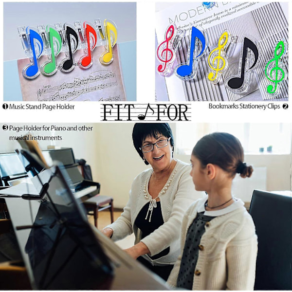 Musikpärmsklämmor, Plastmaterial, Flerfärgad Transparent, 40-pack