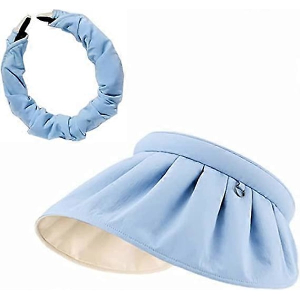 Visir for kvinner, Anti UV Visir Caps, Sammenleggbar Hatt, Bredbremmet Strandhatt, Solbeskyttelseshette, UPF50+, for Tennis, Utendørs Fritid, Strandreise, Løping (Be