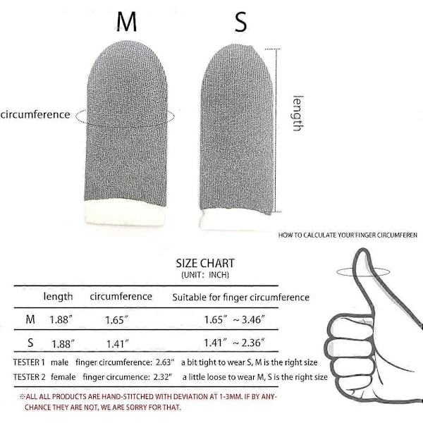 Sølvfiber, 0,01\" (0,5 mm) Ultratynn, PUBG Mobile Fingerhylse Anti-svette Pustende for Høyt Rangerte Spillere Mobilspill Streamer iPhone/iPad/Andr