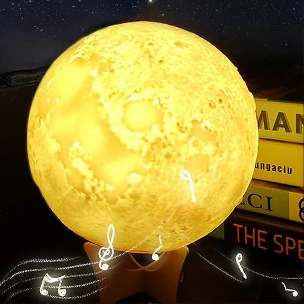 Månelampe Ur Bordlampe Soveværelse Sengelampe Søvn 3D Natlampe Månelampe