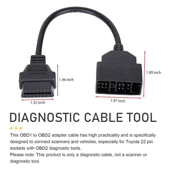 Diagnostisk Scanner Adapterkabel - 22 Pin Obd1 Til 16 Pin Obd2 Konverterl20241206117