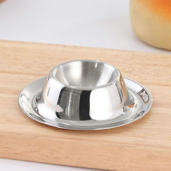 Eggkopp i rustfritt stål, eggkoppholder, sett med 6, polert og stablebar