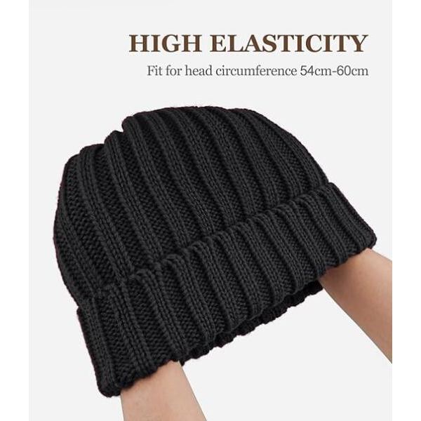 Vinterluer for kvinner, termisk baggy elastisk strikket fleecefôret lue