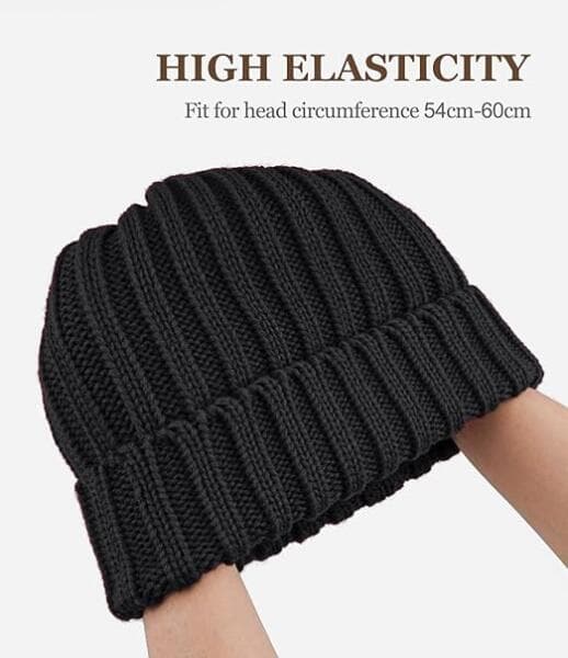 Vintermössor för kvinnor, Termisk Slouchy Elastisk Stickad Fleecefodrad Mössa