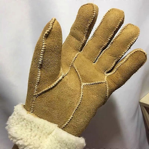 Gant Vantar Suede Bomull Damhandskar Varma Vinterhandskar Plus Sammet Förtjockning Fem Fingrar Körning Höst Vinter Kalla Retro Prickar Handskar
