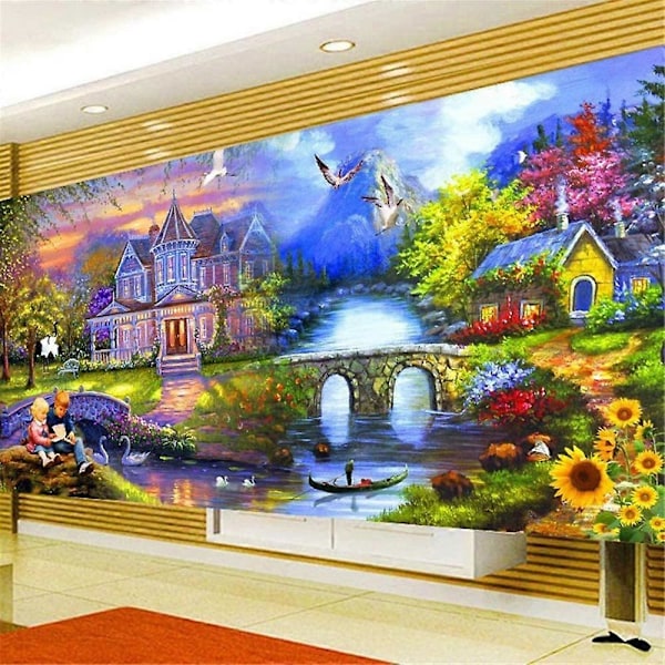 5D Timanttimaalaus Täysi Suuri Maisema Timantti Kristalli Strassi Kirjonta Kuvat Sisustus Olohuoneen Seinätarra (120 x 50cm)