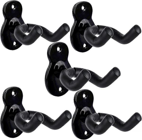 Gitarr Väggfäste 5-pack Väggupphängare, Gitarr, 2-pack Svart och Rosenträ