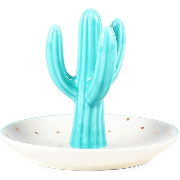 Kaktus Ringholder Fad - Polkaprikket Smykkeorganisator (12,7x10,2 cm)