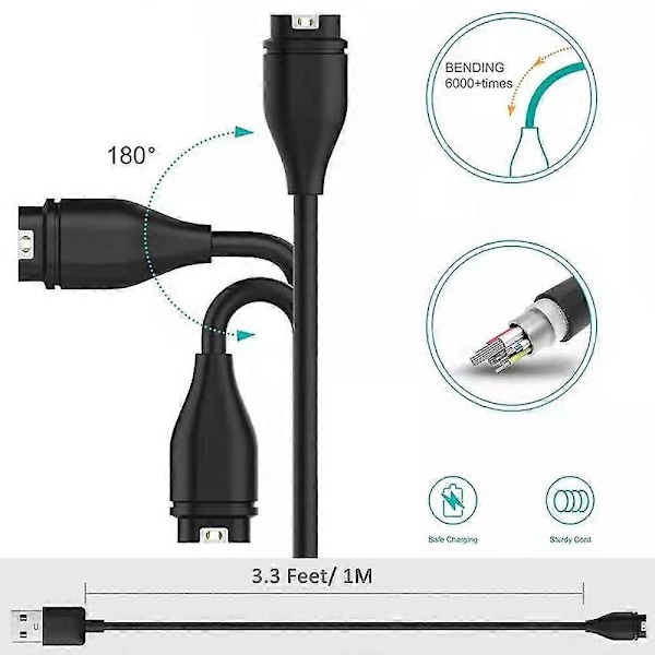 Til Garmin Fenix 5/5s/5x/plus/6/6s/6x/pro Smart Watch Oplader, Udskiftnings USB Data Synkroniserings Ladekabel Ledning s202412245808