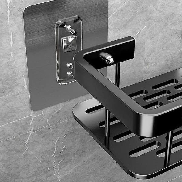 2 st Badrum Aluminium Hylla Dusch Utan Borr Väggmonterad Organizer Rektangulär Förvaringshylla
