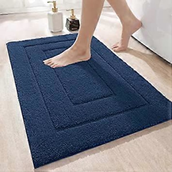 50 x 80 cm, Marin Halkfri Badrumsmatta, Mjuk Badrumsmatta i Mikrofiber, Vattenabsorberande, Maskintvättbar, Extra Tjock Duschmatta för