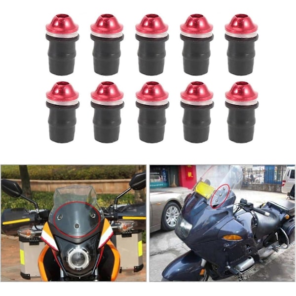10 Stycken Universella Motorcykel Vindruteskruvar, Motorcykel Vindruta Brunnmutter Skruvsats M5 Inre Sexkantsskruvar