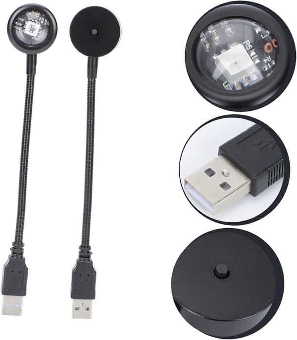 4 stk. Ambient Light USB-projeksjonslampe Dekorativt nattlys Regnbue Natt