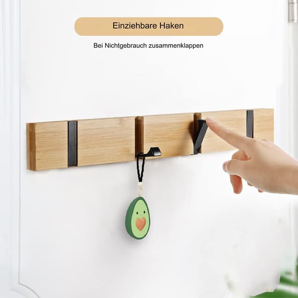 Vægmonteret knagerække, foldbar tøjkrog med 4 kroge til hatte, tørklæder