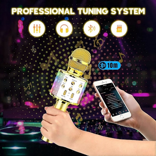 (Svart) Trådlös Karaokemikrofon, Portabel Bluetooth Karaokemikrofon för Barn/Vuxna Sång, Kompatibel med Android/iOS/PC/Smartphone
