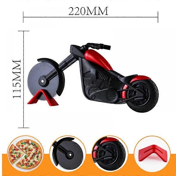 Motorcykel Pizzaskärare, Rostfritt Stål Non-Stick Dubbla Blad, Unik Design Ger Matlagningen Roligare, Perfekt För Motorc