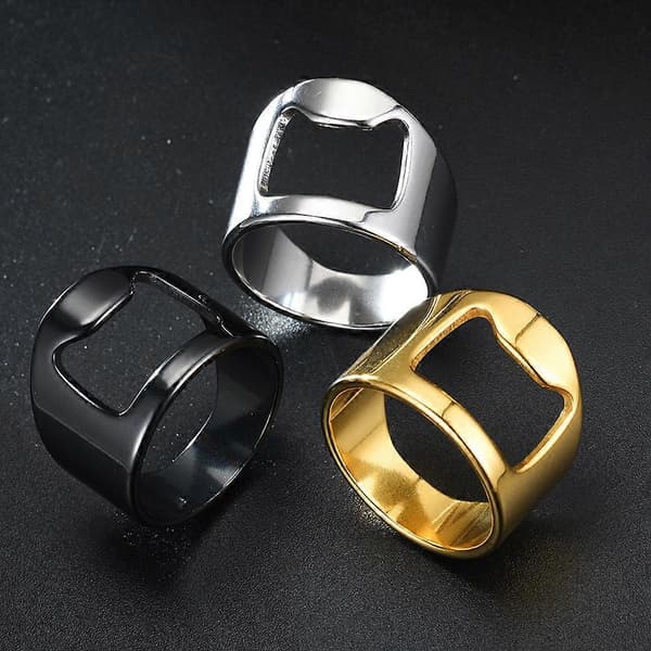 10 stk. Sølv Herre Flaskeåpner Ring Bar Allsidig Rustfritt Stål Ring for Fest (22mm)