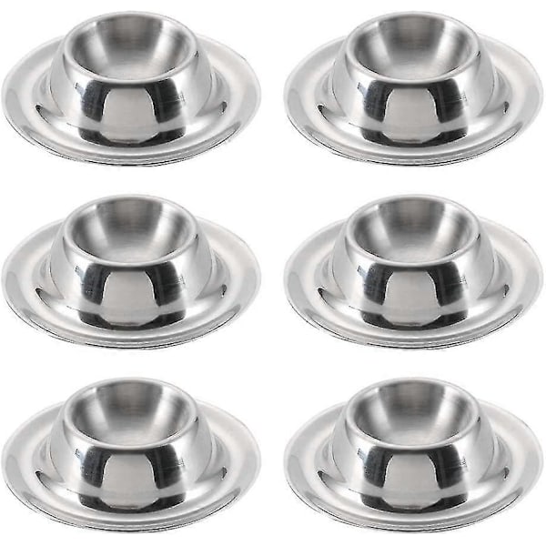Eggkopp i rustfritt stål, eggkoppholder, sett med 6, polert og stablebar
