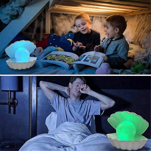 Pärlskal Nattlampa Färgskiftande LED Snäcka Skrivbords Dekorativ Lampa Sovrum Sängbord L