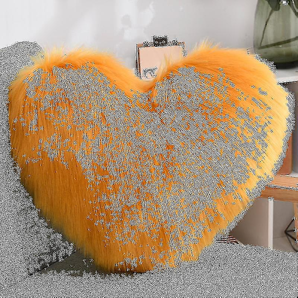 Cht Faux Fur Hjertepude til Soveværelse og Sofa, 40 x 50 cm Gratis Forsendelse