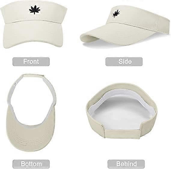 Solhatt for kvinner - Unisex visir, lønnebladbrodert justerbar golfcaps egnet for utendørssport