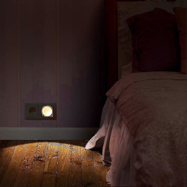 Led 4-rums LED natlys stikkontakt med tusmørkesensor natlys meget god til børn Børneværelser, Badeværelse, Gang, Trappe, Korridor