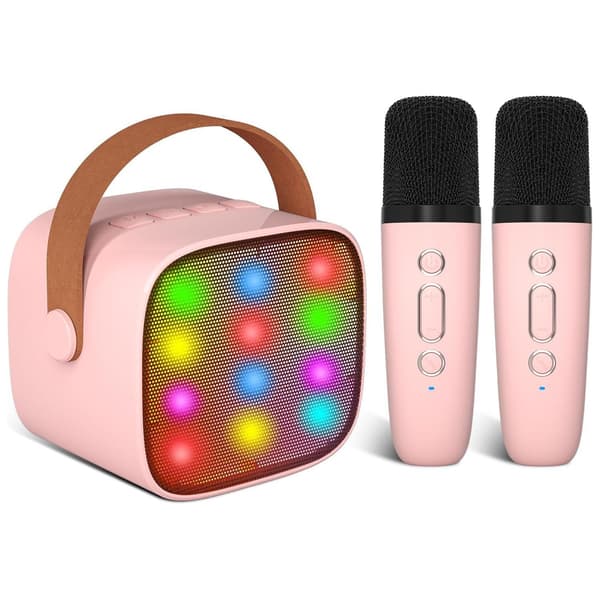 Karaokemaskine med 2 trådløse mikrofoner