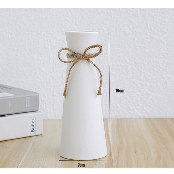 Sæt med 2 keramiske matte vaser, dekorative, sort og hvid, moderne, små vaser, 19 cm