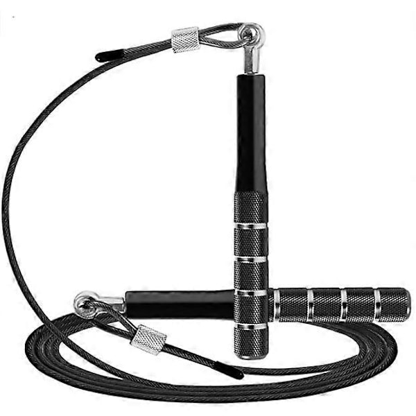 Sort hoppetau, taulengde 3 meter, speed rope for trening og fitness, justerbart hoppetau for voksne, egnet for menn,