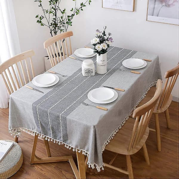 (lysegrå) 90*90 cm vanntett duk broderi burlap lin med dusk