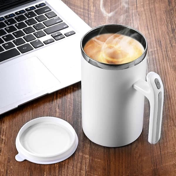 Hvit S+ Selv-rørende krus i rustfritt stål, egnet for kaffe/melk/fruktjuice
