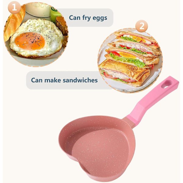 Mini Non-stick Hjärtsformad Granitbelagd Äggpanna för Ägg Pannkakor