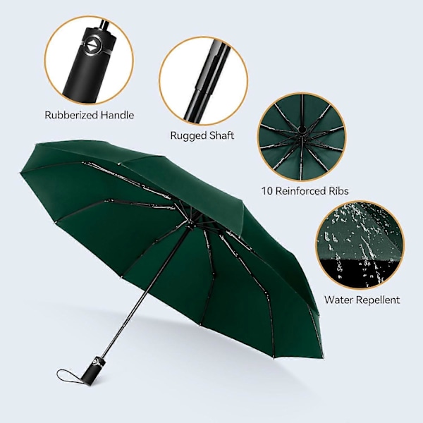 Vindtæt Golfparaply - 10-Rib Automatisk Åbne/Lukke Design til Kraftig Regn?
