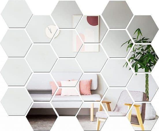 24 Stycken Hexagonala Spegelväggdekaler 3D Hexagon Akryl