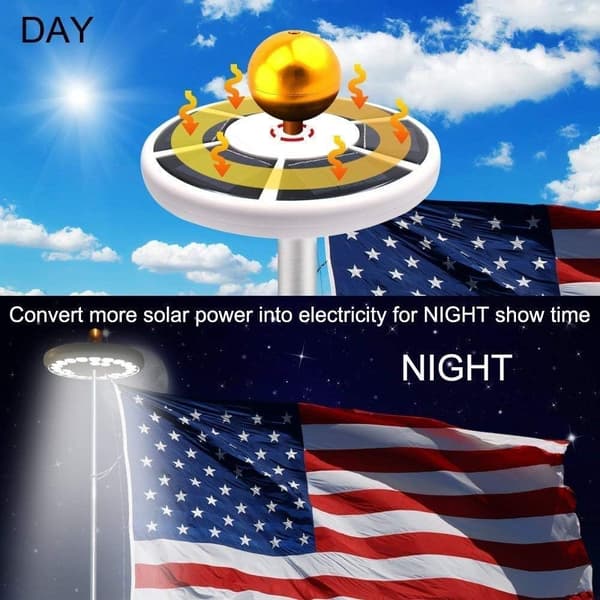 Solar Flaggstanglys Sterkt 26 LED Solcelledrevet Vanntett Topp Downlight Kraftig 5. Generasjons Lys