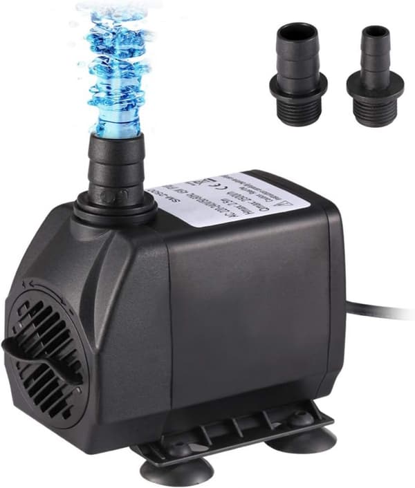 25w 1500l/h dykpumpe med 1,5 m strømkabel og 2 dyser