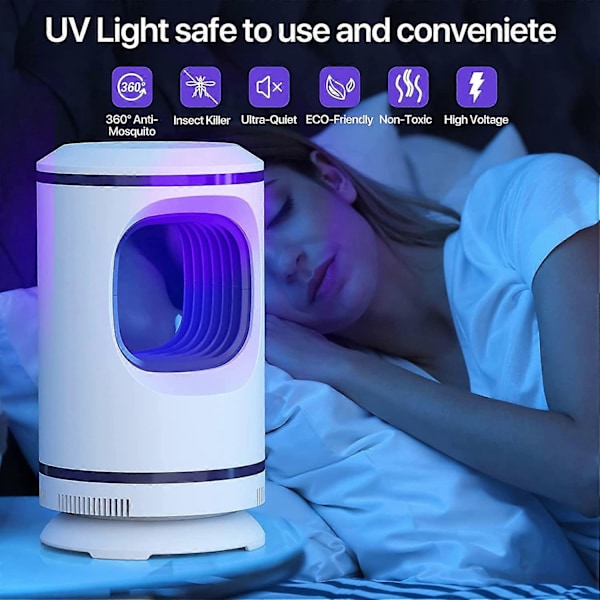 Myggfellelampe, 360° insektsfanger, elektrisk mygglampe med USB-lading og fluefellelampe for soverom, kjøkken, kontor, hjem