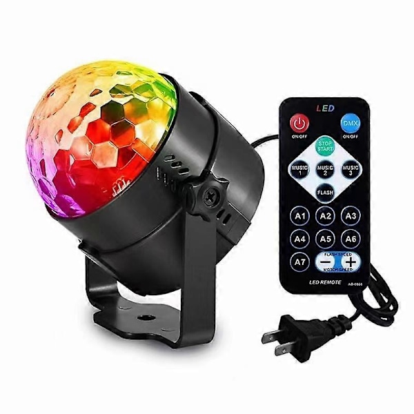 Dww-Scene Lampe, 1 Stk. Gvoo 3 Farge Lys Fest 5W LED Pærer 7 RGB Lydkontroll Mini Projektor Krystallkule Belysning Fjernkontroll for Ca