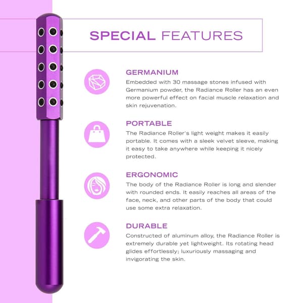 Radiance Roller - Tysk germaniumsten Upplyftande Ansiktsmassager Skönhetsroller (lila)