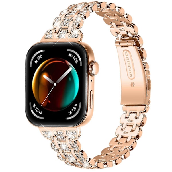 (Stil D) Typ D Metallarmband med Strassblomma för Huawei Watch Fit 3