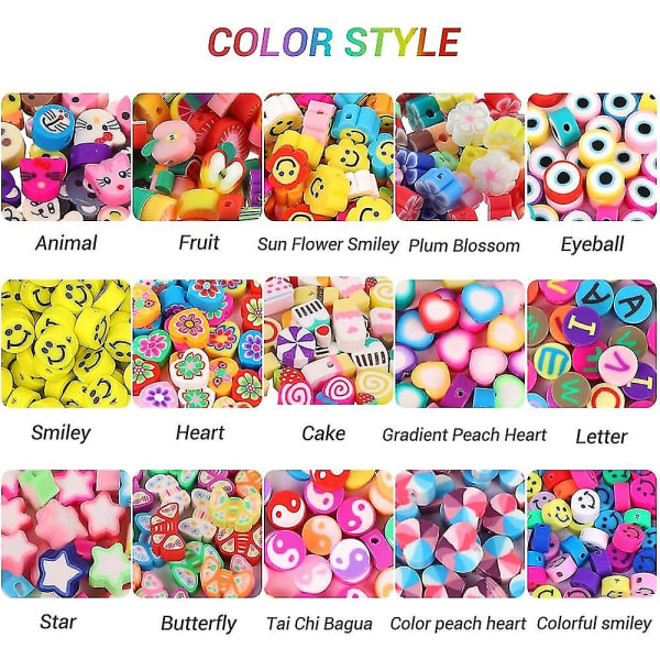 300 st Fruit Smiley Handgjorda Polymer Clay Beads 15