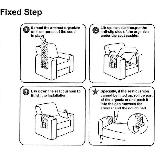 Sofa Armlæns Holder, Hængende Opbevaringspose til Mobiltelefon, Bog, Magasiner, Briller, Vandflasker, Snacks, (Sort)