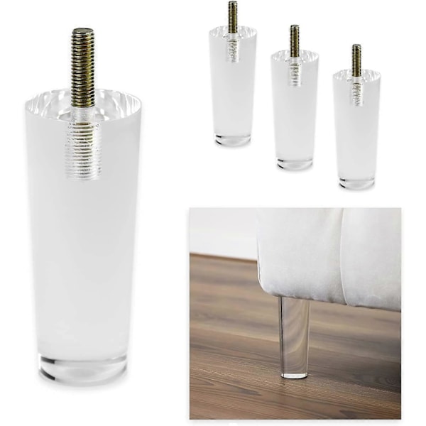 Transparenta möbelfötter bredd 5,8 cm höjd 15 cm - ben för soffa, möbler, säng - fötter gjorda av transparent plast för soffa, säng, väggskåp
