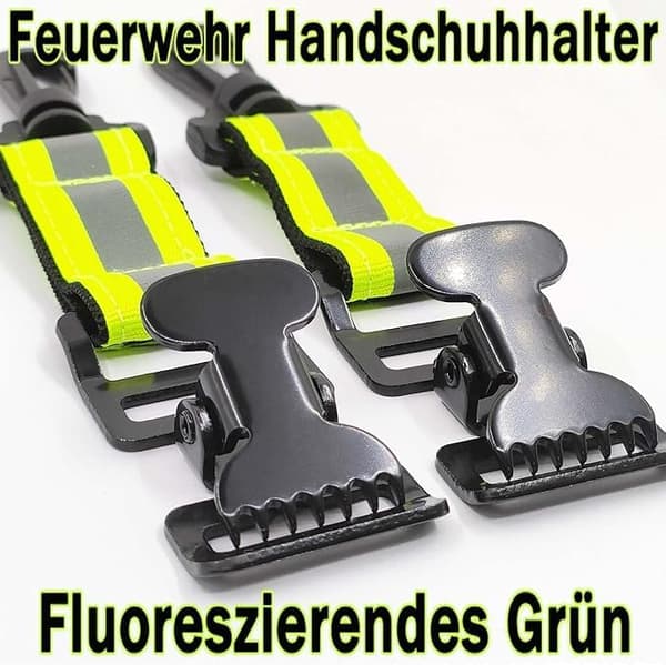 Brannmannshanskeholder, hanskeklips med refleksstriper