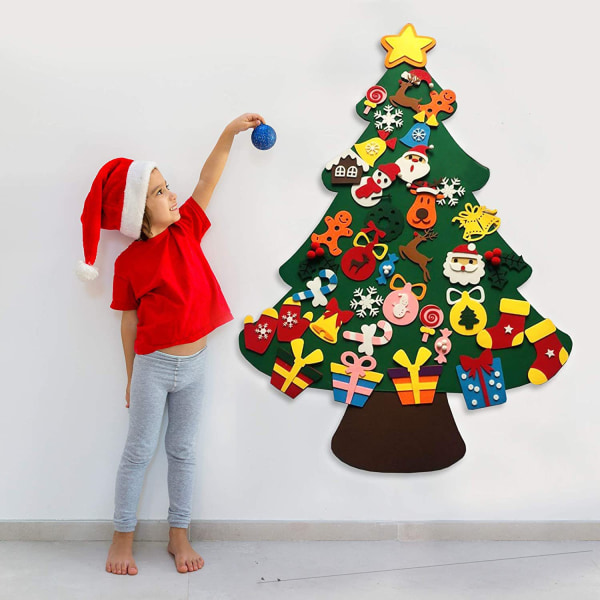 DIY filt julgran filt julgransdekorationer för barn Tillbehör klistermärke