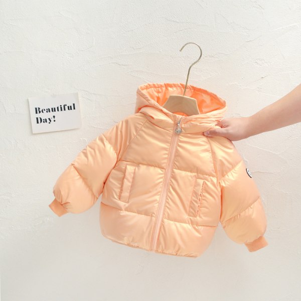 flickor vinterhuva jacka lätt kappa orange 100 cm