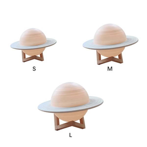 Saturn nattlampe med 16 farger og fjernkontroll/berøringskontroll, USB-oppladbar