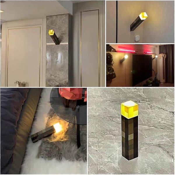 Taskulamppu seinätelineellä, 28 cm LED-yövalo, USB ladattava